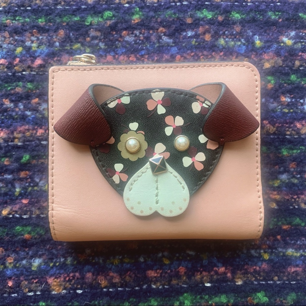 Women's Pink Novelty Dog Face Zip Wallet